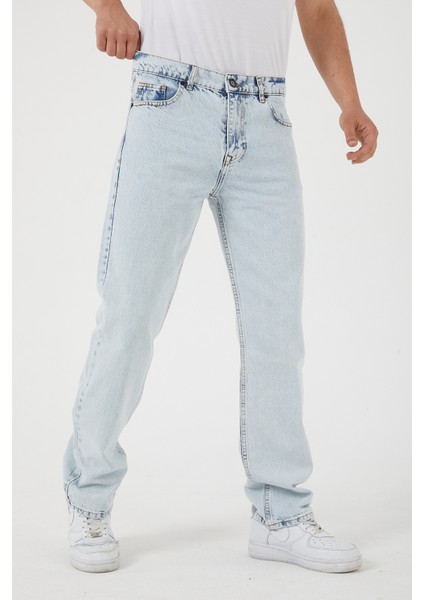 Erkek Açık Mavi Baggy Düz Bol Kesim Kot Pantolon modelleri