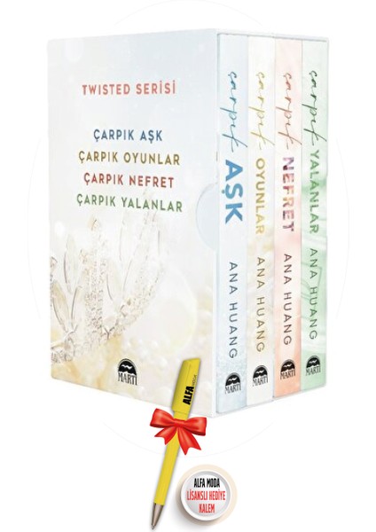 Twisted Serisi 4 Kitap Çarpık Aşk + Oyunlar + Nefret + Yalanlar / Ana Huang + Alfa Moda Kalem