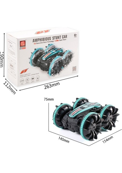 Amfibi Uzaktan Kumanda Araba Dublör Çift Taraflı Yuvarlanan 2.4g Kablosuz Uzaktan Kumanda Elektrikli Oyuncak Araba Modeli (Yurt Dışından)