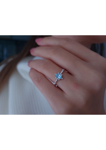 Pırlanta ve Sky Blue Topaz Buz Kristali Yüzük 0417R0325 fırsatları