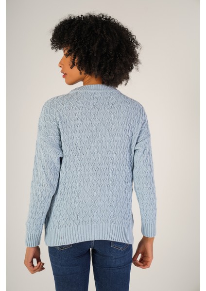 Kadın Mavi Saç Yürütme Bisiklet Yaka Yün Kazak TRIST-6151 modelleri