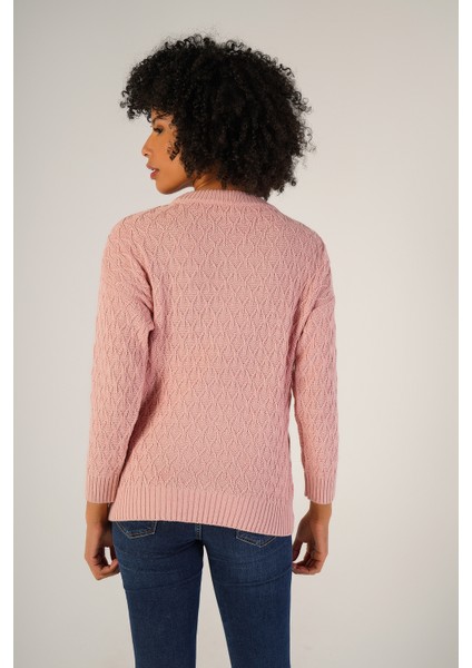 Kadın Pembe Saç Yürütme Bisiklet Yaka Yün Kazak TRIST-6151 modelleri