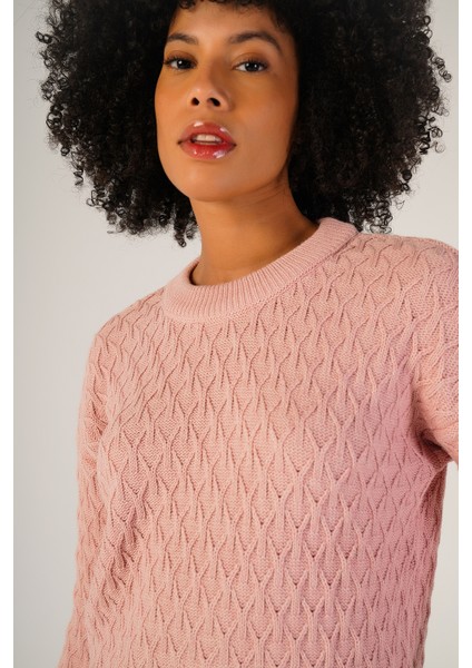 Kadın Pembe Saç Yürütme Bisiklet Yaka Yün Kazak TRIST-6151 indirimleri