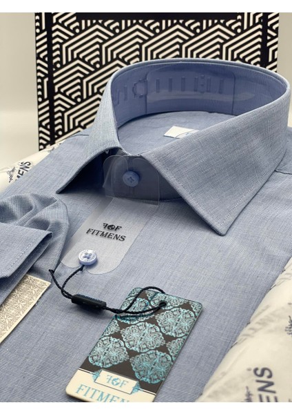 Klasik Uzun Kol Ithal Filafil Erkek Gömlek Mavi fiyatları