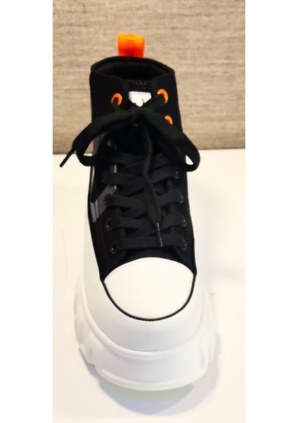 23K312-1 Kadın Kalın Taban Boğazlı Sneakers Ayakkabı Siyah