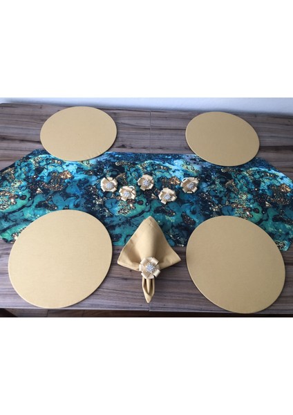 Trend Yuvam Sofra Sunum Seti Yeşil Gold Malakit Desenli fiyatları