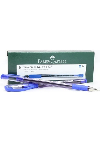 Faber Castell Iğne Uç 10'lu Paket Mavi Tükenmez Kalem 1425