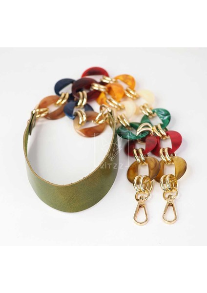 Renkli Halkalı Deri Çanta Askısı