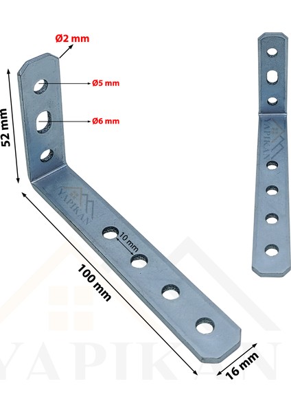 5.2 x 10 cm - Deprem Güvenliği Dolap Sabitleme Aparatı Seti - Mobilya Gardırop Portmanto Kitaplık Masa Raf Eşya Duvara Sabitleyici Aparat