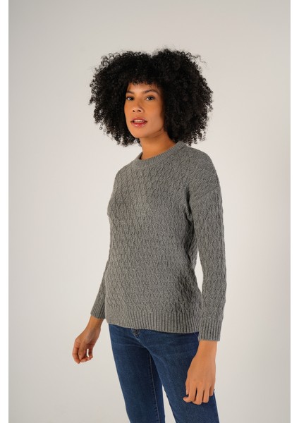 Kadın Gri Saç Yürütme Bisiklet Yaka Yün Kazak TRIST-6151 fiyatları