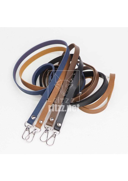 Ayarlanabilir Çanta Sapı Suni Deri 10MM - Gümüş Kancalı (Lacivert Deri)