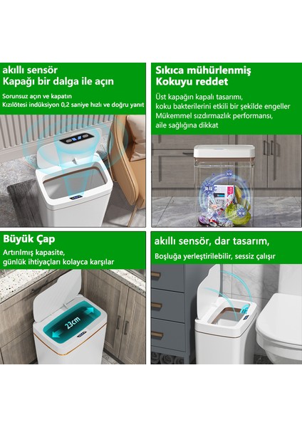 18 Lt Akıllı Çöp Kutusu - Beyaz (Yurt Dışından)