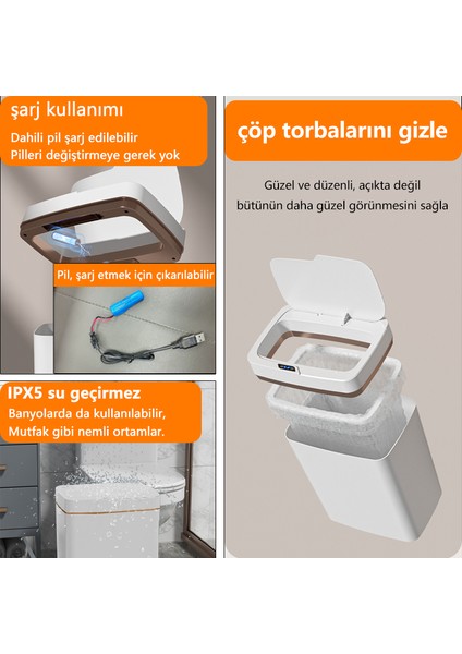 18 Lt Akıllı Çöp Kutusu - Beyaz (Yurt Dışından)
