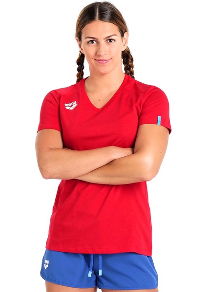 Team Panel Kadın Kırmızı Günlük Stil T-Shirt 004892400