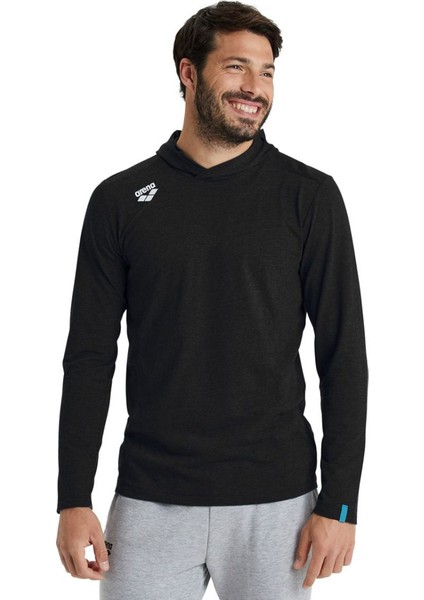 Team Hooded Panel Erkek Siyah Günlük Stil T-Shirt 004903555