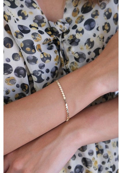 Güzide 14 Ayar Altın Dörtgen Sıralı Bileklik fiyatları