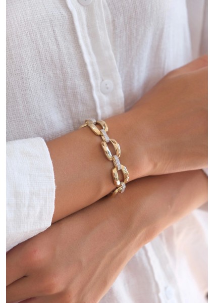 Güzide 14 Ayar Altın Taşlı Zincir Bileklik fiyatları