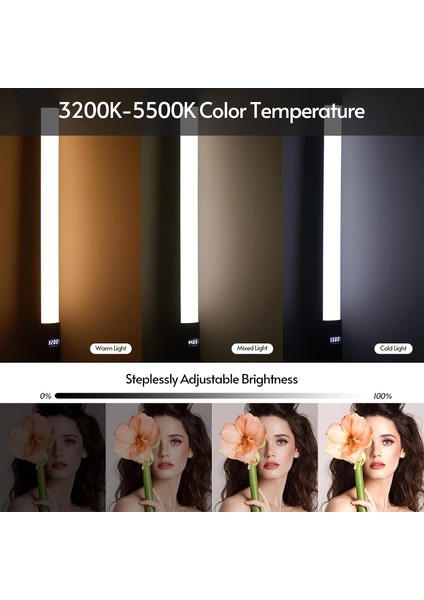 Rgb LED Tüp Işık,elde Taşınabilir Rgb Tüp Işık LED Video Işık Değnek 3200K-5500K Kısılabilir 9 Renkli Işık Efekti Vlog Canlı Akışı Için Uzaktan Kumandalı Ürün