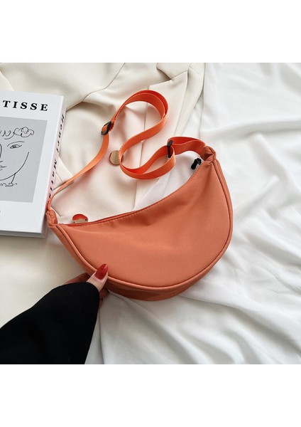 Turuncu Düz Renk Göğüs Çantası Kadınlar Için Büyük Kapasiteli Seyahat Crossbody Kadın Yarım Ay Bel Çantası Bayanlar Günlük Sokak Fanny Paketleri 2023 (Yurt Dışından)