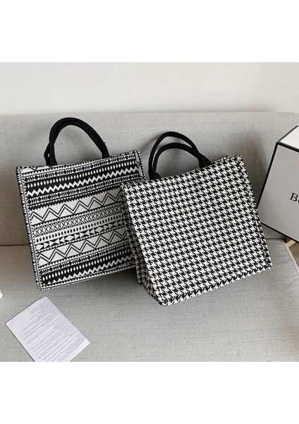 Balıksırtı Vintage Kadınlar Tuval Dalga Balıksırtı Omuz Alışveriş Çantası Rahat Bayanlar Büyük Kapasiteli Leopar Zebra Desen Tote Çanta (Yurt Dışından)