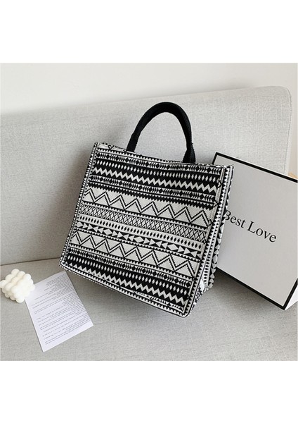 Balıksırtı Vintage Kadınlar Tuval Dalga Balıksırtı Omuz Alışveriş Çantası Rahat Bayanlar Büyük Kapasiteli Leopar Zebra Desen Tote Çanta (Yurt Dışından)