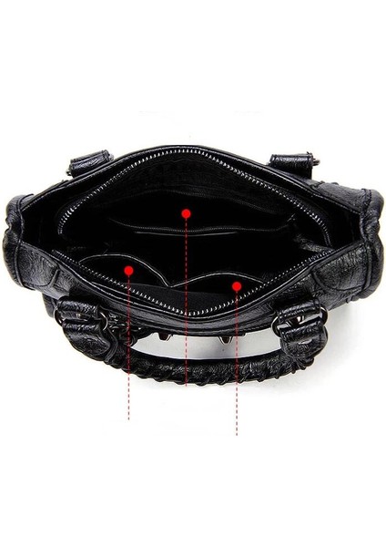 Kırmızı Lüks Çantalar ve Çantalar Kadın Çantaları Marka Tasarımcısı Yumuşak Püskül Motosiklet Çantası Chic Pu Deri Şık Crossbody Omuz Çantası (Yurt Dışından) indirimleri