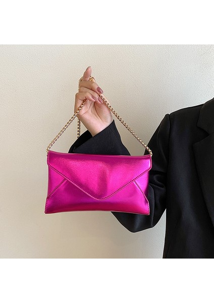 Turuncu Yeni Kadın Akşam Omuz Çantası Deri Debriyaj Çanta Düğün Parti Balo Düğün Zarf Çanta Gümüş Zincirli Crossbody (Yurt Dışından) fiyatları