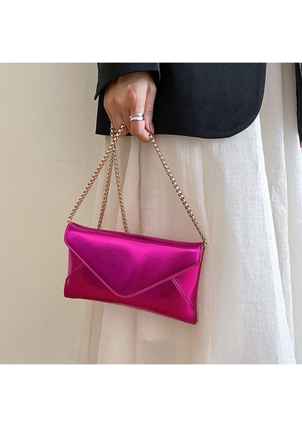 Turuncu Yeni Kadın Akşam Omuz Çantası Deri Debriyaj Çanta Düğün Parti Balo Düğün Zarf Çanta Gümüş Zincirli Crossbody (Yurt Dışından) modelleri