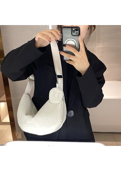 Beyaz Kadın Omuzdan Askili Çanta Büyük Tuval Kadınlar Için Crossbody Çanta 2022 Pamuklu Bez Moda Koreli Kız Öğrenciler Okul Çantası Çanta (Yurt Dışından) modelleri