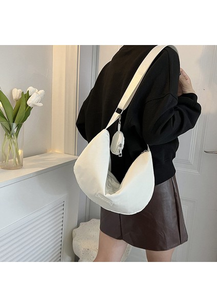 Beyaz Kadın Omuzdan Askili Çanta Büyük Tuval Kadınlar Için Crossbody Çanta 2022 Pamuklu Bez Moda Koreli Kız Öğrenciler Okul Çantası Çanta (Yurt Dışından) fırsatları