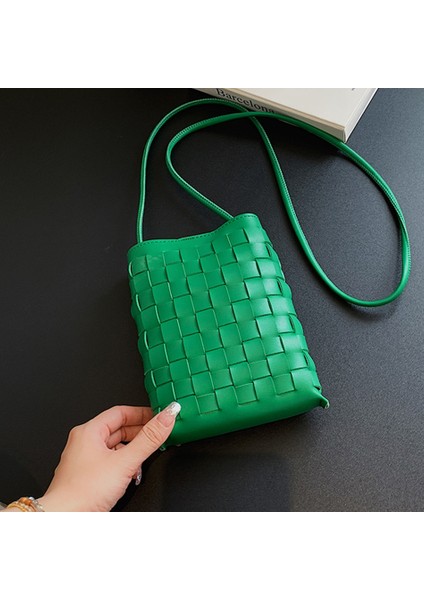 Kahve Küçük Örgü Messenger Telefon Çantası Kadınlar Için En Kaliteli Pu Deri Bayan Çanta Lüks Marka Eğilim Omuz Crossbody Çanta (Yurt Dışından) fiyatları