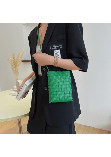 Kahve Küçük Örgü Messenger Telefon Çantası Kadınlar Için En Kaliteli Pu Deri Bayan Çanta Lüks Marka Eğilim Omuz Crossbody Çanta (Yurt Dışından) modelleri