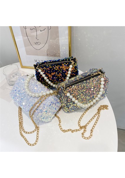 Gri Yaz Küçük Çanta Kadın Popüler Yeni Gelgit Kore Versiyonu Moda Net Kırmızı Payetler Zincir Tek Omuz Crossbody Yastık Çanta (Yurt Dışından) fırsatları