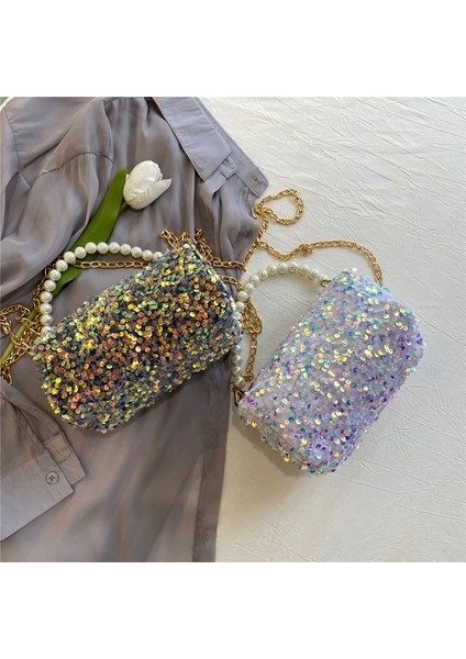 Gri Yaz Küçük Çanta Kadın Popüler Yeni Gelgit Kore Versiyonu Moda Net Kırmızı Payetler Zincir Tek Omuz Crossbody Yastık Çanta (Yurt Dışından) indirimleri