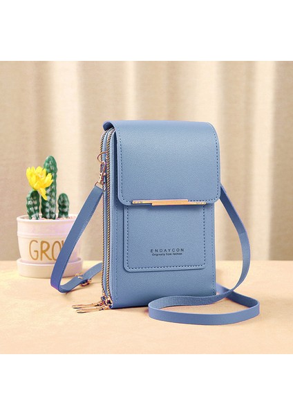 B-Mavi Kadın Crossbody Omuz Çantaları Cüzdan Dokunmatik Ekran Cep Telefonu Çanta Yumuşak Deri Kayış Çanta Kadın Lüks Postacı Çantası (Yurt Dışından)
