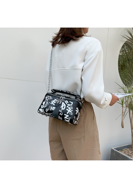 Siyah Lüks Tasarım Kadın Deri Çanta ve Çanta Kadınlar Için Yeni Moda Crossbody Çanta Graffiti Çanta Omuz Çantaları Kadın Çantası (Yurt Dışından) modelleri
