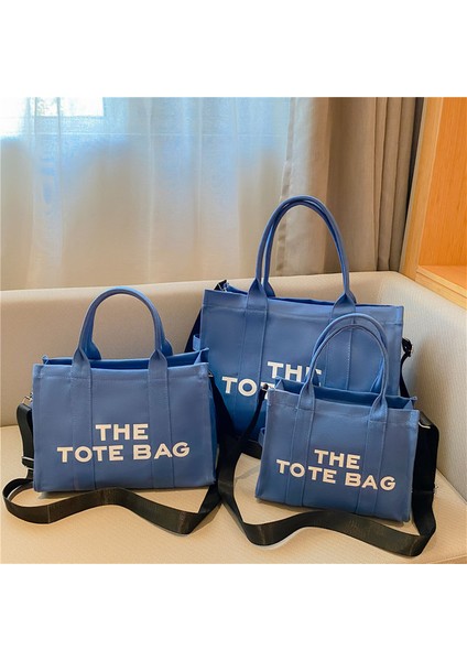 Mavi Büyük Kanvas Tote Çanta Kadınlar Için Lüks Omuz Messenger Çanta Kadın Moda Tasarımcısı Sling Crossbody Tote Yüksek Kalite 2022 (Yurt Dışından)