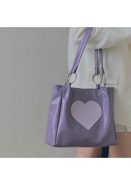 Mor Harajuku Kawaii Omuz Çantası Kadın Japon Sevimli Kalp Lolita Tote Çanta Bayanlar Çanta 2022 Büyük Shopper ile Fermuar (Yurt Dışından) fiyatları