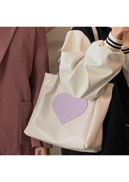 Mor Harajuku Kawaii Omuz Çantası Kadın Japon Sevimli Kalp Lolita Tote Çanta Bayanlar Çanta 2022 Büyük Shopper ile Fermuar (Yurt Dışından) modelleri