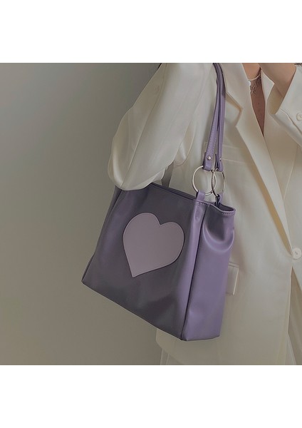 Mor Harajuku Kawaii Omuz Çantası Kadın Japon Sevimli Kalp Lolita Tote Çanta Bayanlar Çanta 2022 Büyük Shopper ile Fermuar (Yurt Dışından) fırsatları