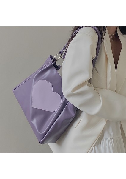 Mor Harajuku Kawaii Omuz Çantası Kadın Japon Sevimli Kalp Lolita Tote Çanta Bayanlar Çanta 2022 Büyük Shopper ile Fermuar (Yurt Dışından) indirimleri