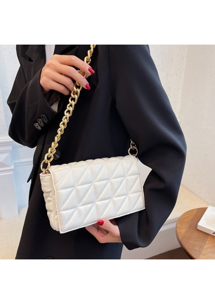 Parlak Turuncu Çanta Lüks Marka Deri Kadın Bagute Çanta Kadınlar Için Kapitone Moda Çanta Flap Retro Debriyaj Çanta Metal Zincir Küçük Omuz Çantası (Yurt Dışından) modelleri