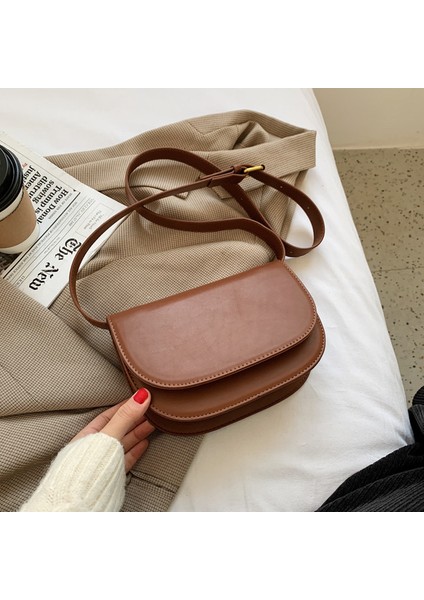 Kahverengi Eyer Çantası Küçük Pu Deri Kadınlar Için Crossbody Çanta 2021 Kış Omuz Göğüs Çantası Moda Bayan Çanta ve Cüzdanlar (Yurt Dışından)