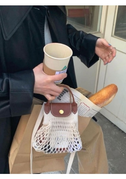 Beyaz Küçük Tasarımcı Marka Ağlı Kadın Çanta Oymak Lüks Pamuk Hattı Dokuma Omuz Çantası Yaz Plaj Çantası Büyük Kapasiteli Tote Çantalar (Yurt Dışından)
