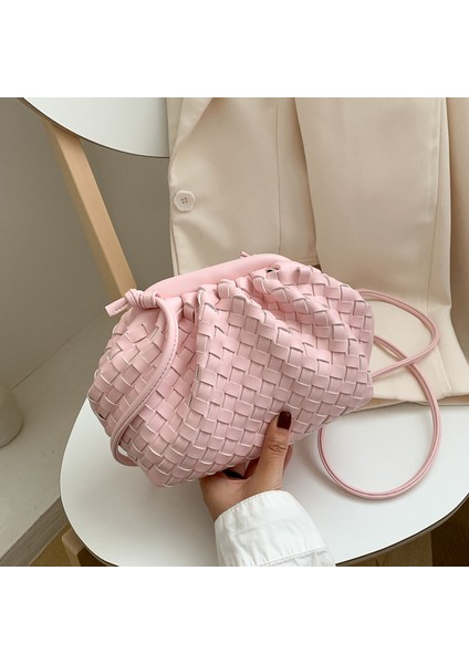 Pembe Lüks Bayanlar Örgü Çanta Yumuşak Deri Kadınlar Için Crossbody Omuz Çantaları 2023 Moda Kadın Marka Çanta ve Çanta Bayan Hobo Çanta (Yurt Dışından)