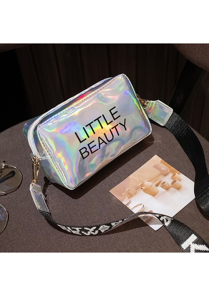 Beyaz Mini Kadın Lazer Crossbody Çanta Messenger Omuz Çantası Pvc Jöle Küçük Tote Messenger Şeker Renk Çantaları Lazer Holografik (Yurt Dışından)