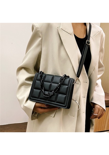 Mavi Rahat Bayanlar Mini Çanta Flap Çanta Moda Kadın Damalı Pu Deri Düz Renk Crossbody Messenger Omuz Çantası (Yurt Dışından) fiyatları