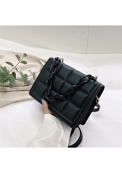 Mavi Rahat Bayanlar Mini Çanta Flap Çanta Moda Kadın Damalı Pu Deri Düz Renk Crossbody Messenger Omuz Çantası (Yurt Dışından) modelleri