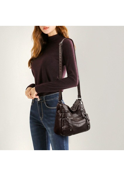 Bronz 5 Yüksek Kaliteli Kadın Yumuşak Deri Omuz Çantaları Çok Katmanlı Klasik Crossbody Çanta Lüks Tasarımcı Çanta ve Çanta (Yurt Dışından)
