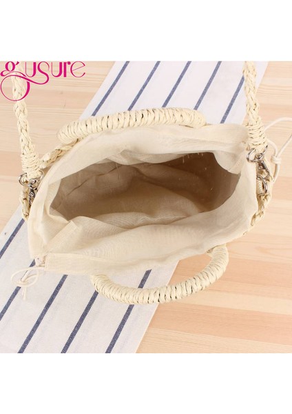 Haki-1 Gusure El Yapımı Yarım Yuvarlak Rattan Dokuma Hasır Crossbody Çanta Yaz Plaj Kadın Messenger Omuz Çantaları Kızlar Küçük Çanta (Yurt Dışından) fırsatları